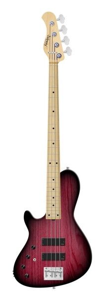 Sadowsky MetroLine 24-Fret Single Cut Bass, Swamp Ash Body, Maple Fingerboard, 4-String, Lefthand - Burgundy Blackburst Transparent Satin