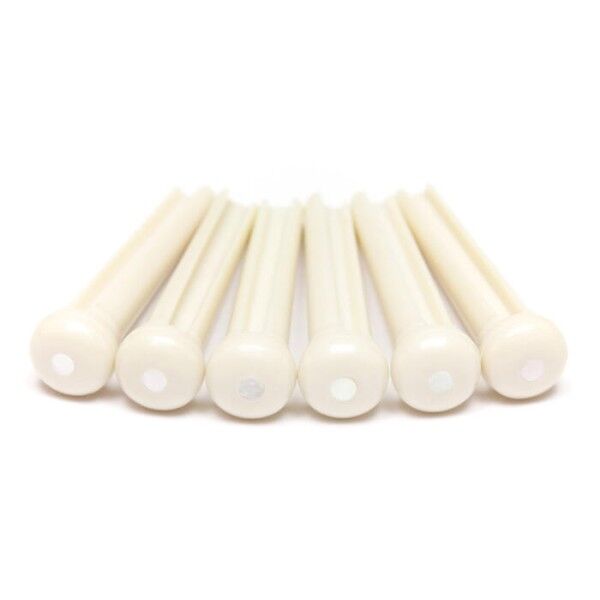 TUSQ LP-1142-60 - Traditional Style Bridge Pins, White, Mother of Pearl Inlay - Luthier's Pack, 60 pcs.