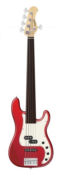 Sadowsky MetroLine 21-Fret Hybrid P/J Bass, Red Alder Body, Tigerstripe Ebony Fingerboard, 5-String, Fretless - Solid Candy Apple Red Metallic High Polish