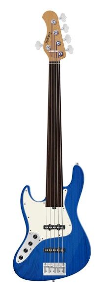 Sadowsky MasterBuilt 22-Fret Will Lee Artist Line, Swamp Ash Body, Tigerstripe Ebony Fingerboard, 5-String, Fretless, Lefthand - Ocean Blue Transparent Satin