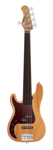 Sadowsky MasterBuilt 21-Fret Hybrid P/J Bass, Red Alder Body, Tigerstripe Ebony Fingerboard, 5-String, Fretless, Lefthand - Natural Transparent Satin