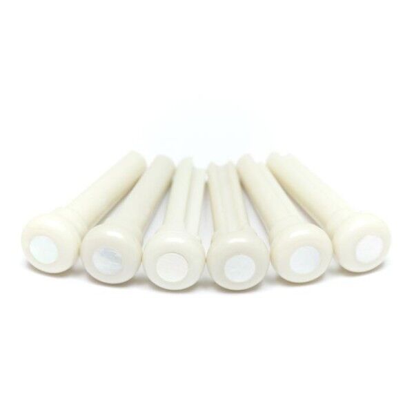 TUSQ LP-1044-60 - Presentation Style Bridge Pins, White, Mother of Pearl Inlay - Luthier's Pack, 60 pcs.
