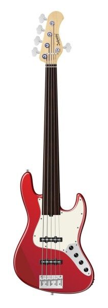 Sadowsky MetroLine 21-Fret Vintage J/J Bass, Swamp Ash Body, Tigerstripe Ebony Fingerboard, 5-String, Fretless - Solid Candy Apple Red Metallic High Polish