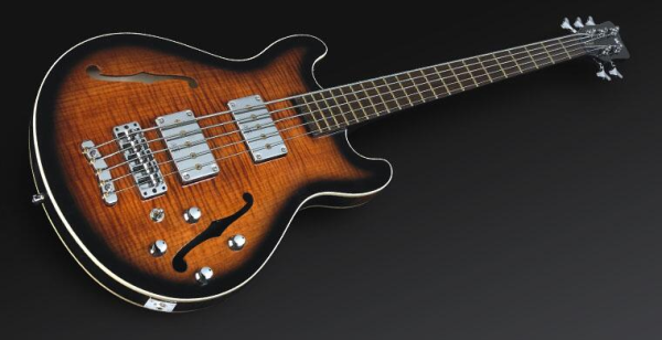 Warwick Masterbuilt Star Bass II Flamed Maple, 5-String - Almond Sunburst Transparent High Polish