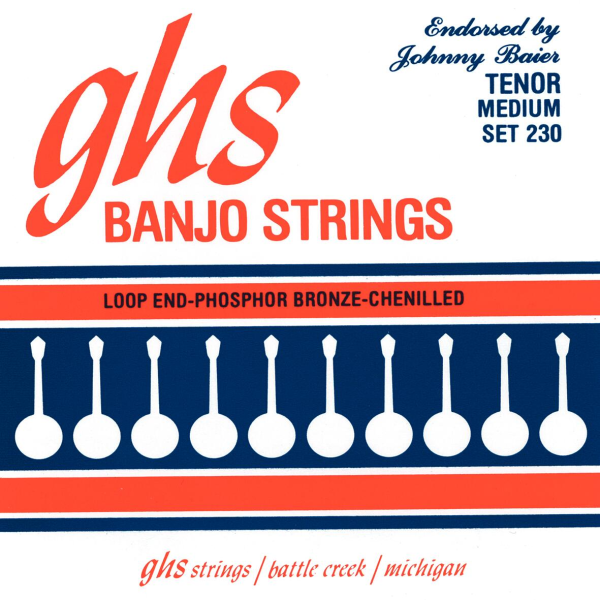 GHS Johnny Baier Signature - 230 - Banjo String Set, 4-String, Loop End, Medium, .011-.030