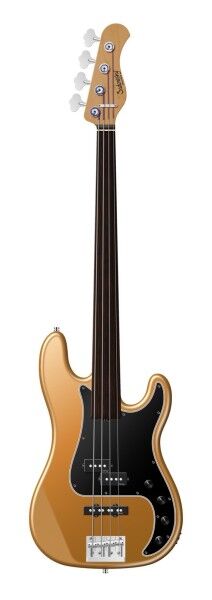 Sadowsky MasterBuilt 21-Fret Hybrid P/J Bass, Swamp Ash Body, Tigerstripe Ebony Fingerboard, 4-String, Fretless - Solid Firemist Gold Metallic Satin