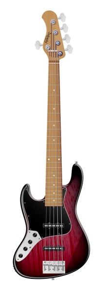 Sadowsky MasterBuilt 22-Fret Will Lee Artist Line, Swamp Ash Body, Roasted Maple Fingerboard, 5-String, Lefthand - Burgundy Blackburst Transparent High Polish