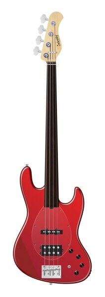 Sadowsky MetroLine 21-Fret Vintage M/J Bass, Red Alder Body, Tigerstripe Ebony Fingerboard, 4-String, Fretless - Solid Candy Apple Red Metallic High Polish