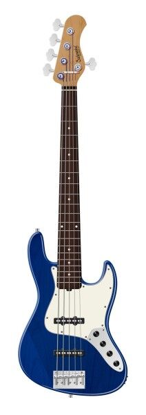 Sadowsky MasterBuilt 20-Fret Ultra Vintage J/J Bass, Red Alder Body, Morado Fingerboard, 5-String - Ocean Blue Transparent High Polish