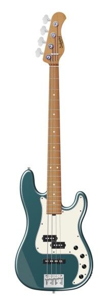 Sadowsky MasterBuilt 21-Fret Hybrid P/J Bass, Swamp Ash Body, Roasted Maple Fingerboard, 4-String - Solid Vintage Teal Green Metallic Satin