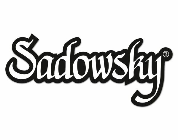 Sadowsky Logo Sticker (Die Cut), White on Black, 153 x 67 mm
