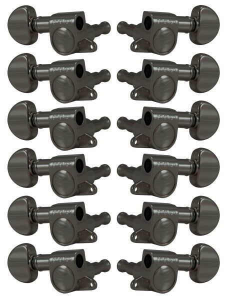 Grover 205 Series - Mini Rotomatics with Round Button - 12-String Guitar Machine Heads, 6 + 6