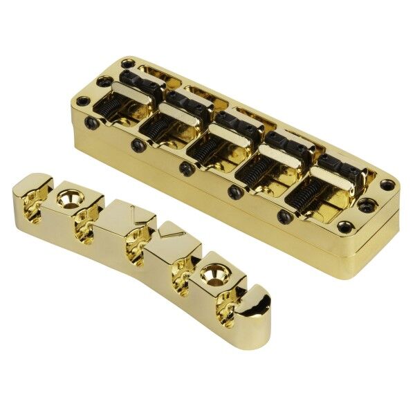 Warwick Parts - 3D Bridge + Tailpiece, 5-String, Broadneck - Gold
