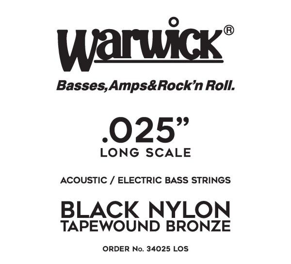 Warwick Black Nylon Tapewound Acoustic / Electric Bass Single Strings - Long Scale