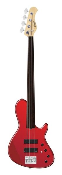 Sadowsky MetroLine 24-Fret Single Cut Bass, Red Alder Body, Tigerstripe Ebony Fingerboard, 4-String, Fretless - Solid Candy Apple Red Metallic High Polish