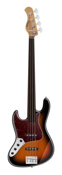 Sadowsky MasterBuilt 21-Fret Vintage J/J Bass, Red Alder Body, Tigerstripe Ebony Fingerboard, 4-String, Fretless, Lefthand - '59 Burst Transparent High Polish