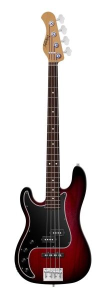 Sadowsky MasterBuilt 21-Fret Hybrid P/J Bass, Red Alder Body, Morado Fingerboard, 4-String, Lefthand - Burgundy Blackburst Transparent Satin