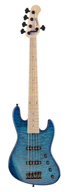 Sadowsky Custom Shop 21-Fret Standard J/J Bass, 5-String - Bora Blue Burst  Transparent High Polish - 21-04222