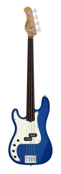 Sadowsky MasterBuilt 20-Fret Ultra Vintage P Bass, Red Alder Body, Tigerstripe Ebony Fingerboard, 4-String, Fretless, Lefthand - Ocean Blue Transparent Satin