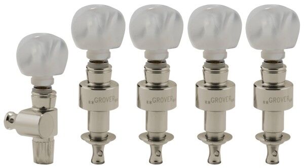Grover 124 Series - Geared Banjo Pegs with Round Pearloid Button - 5 pcs.