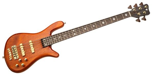 Warwick Masterbuilt Streamer Stage II, 5-String - Amber Transparent Satin, Gold Hardware