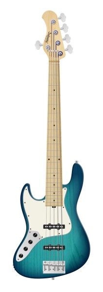Sadowsky MetroLine 22-Fret Will Lee Artist Line Bass, Swamp Ash Body, Maple Fingerboard, 5-String, Lefthand - Bora Blue Burst Transparent Satin