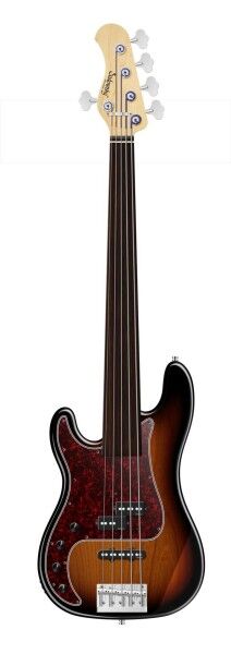 Sadowsky MetroLine 21-Fret Hybrid P/J Bass, Red Alder Body, Tigerstripe Ebony Fingerboard, 5-String, Fretless, Lefthand - '59 Burst Transparent High Polish