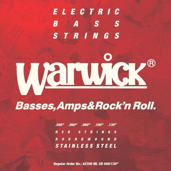 Warwick Red Strings Bass String Sets, Stainless Steel - 5-String