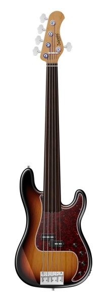 Sadowsky MasterBuilt 20-Fret Ultra Vintage P Bass, Swamp Ash Body, Tigerstripe Ebony Fingerboard, 5-String, Fretless - '59 Burst Transparent High Polish
