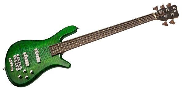 Warwick Masterbuilt Streamer LX, 5-String, Chrome Hardware - Emeraude Green Transparent High Polish