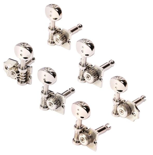Graph Tech PRN-4624-N0 Ratio Electric Guitar Machine Heads, Vintage Waffle-Back Look with Open Back - 6-in-Line, Bass Side (Left) - Nickel