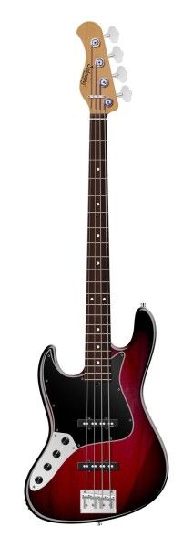 Sadowsky MasterBuilt 21-Fret Vintage J/J Bass, Red Alder Body, Morado Fingerboard, 4-String, Lefthand - Burgundy Blackburst Transparent High Polish