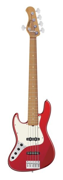 Sadowsky MasterBuilt 20-Fret Ultra Vintage J/J Bass, Swamp Ash Body, Roasted Maple Fingerboard, 5-String, Lefthand - Solid Candy Apple Red Metallic High Polish