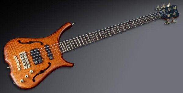 Warwick Masterbuilt Infinity, Flamed Maple, 5-String - Amber Transparent Satin
