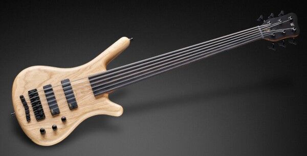 Warwick Teambuilt Pro Series Corvette Ash, Active Pickups and Electronics, Fretless, 6-String - Natural Transparent Satin, Black Hardware