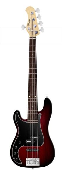 Sadowsky MetroLine 21-Fret Hybrid P/J Bass, Red Alder Body, Morado Fingerboard, 5-String, Lefthand - Burgundy Blackburst Transparent Satin