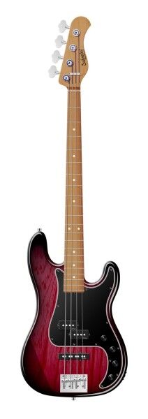 Sadowsky MasterBuilt 21-Fret Hybrid P/J Bass, Swamp Ash Body, Roasted Maple Fingerboard, 4-String - Burgundy Blackburst Transparent High Polish