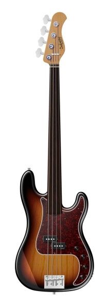 Sadowsky MasterBuilt 20-Fret Ultra Vintage P Bass, Swamp Ash Body, Tigerstripe Ebony Fingerboard, 4-String, Fretless - '59 Burst Transparent High Polish
