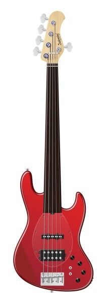 Sadowsky MetroLine 21-Fret Vintage M/J Bass, Swamp Ash Body, Tigerstripe Ebony Fingerboard, 5-String, Fretless - Solid Candy Apple Red Metallic High Polish
