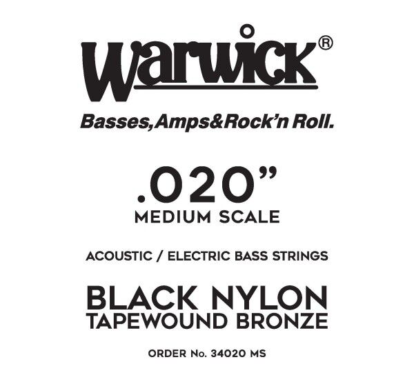 Warwick Black Nylon Tapewound Acoustic / Electric Bass Single Strings - Medium Scale