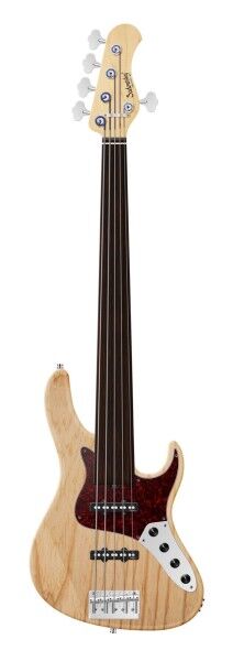 Sadowsky MetroLine 24-Fret Vintage J/J Bass, Swamp Ash Body, Tigerstripe Ebony Fingerboard, 5-String, Fretless - Natural Transparent Satin
