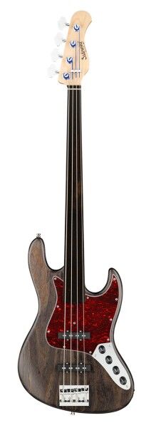 Sadowsky MetroLine 21-Fret Vintage J/J Bass, Swamp Ash Body, Tigerstripe Ebony Fingerboard, 4-String, Fretless - Nirvana Black Transparent Satin