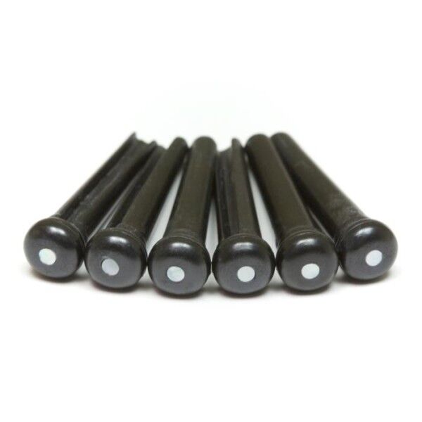 TUSQ LP-2142-60 - Traditional Style Bridge Pins, Black, Mother of Pearl Inlay - Luthier's Pack, 60 pcs.