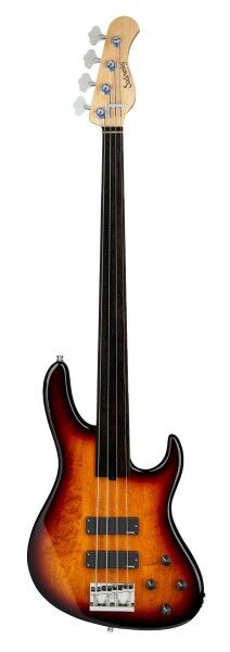 Sadowsky MetroLine 24-Fret Modern Bass, Swamp Ash Body, Tigerstripe Ebony Fingerboard, 4-String, Fretless - '59 Burst Transparent High Polish