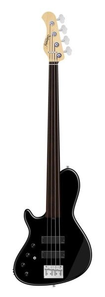 Sadowsky MetroLine 24-Fret Single Cut Bass, Red Alder Body, Tigerstripe Ebony Fingerboard, 4-String, Fretless, Lefthand - Solid Black High Polish