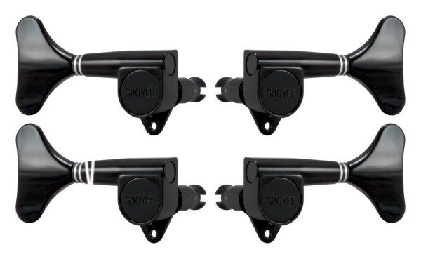 Grover 144BC Mini Bass Machines - Bass Machine Heads, 2 + 2 - Black Chrome