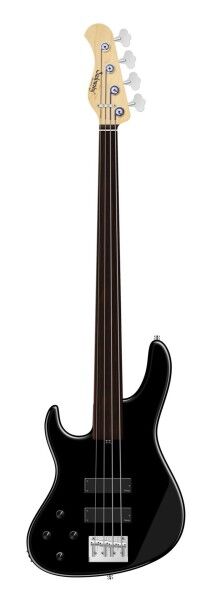Sadowsky MetroLine 24-Fret Modern Bass, Swamp Ash Body, Tigerstripe Ebony Fingerboard, 4-String, Fretless, Lefthand - Solid Black High Polish