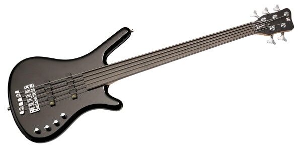 Warwick RockBass Corvette Basic, Medium Scale, 5-String, Fretless - Solid Black High Polish