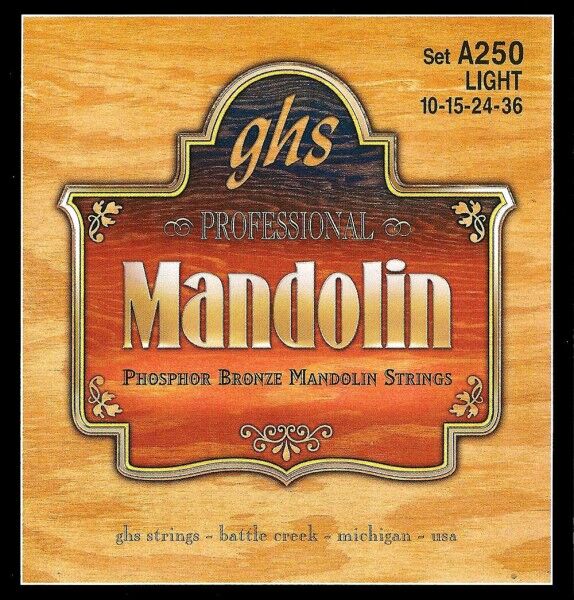 GHS Professional - A250 - Mandolin String Set, Loop End, Phosphor Bronze, Light, .010-.036