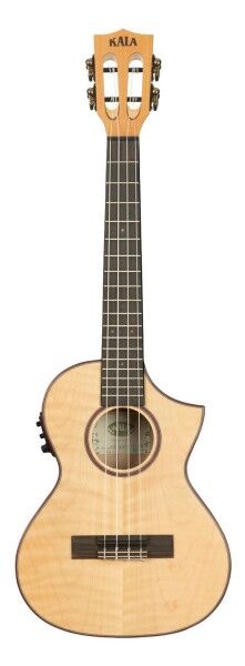 KALA KA-ASFM-T-CE - All Solid Flame Maple Cutaway Tenor Ukulele, with EQ & Bag